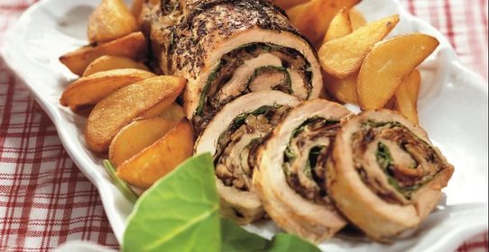 Рулет из телятины с картофелем