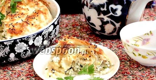 Пирог из лаваша с творогом и зеленью
