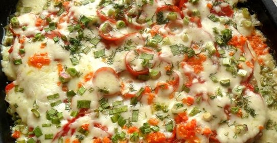 Свинина по-французски с помидорами и картошкой