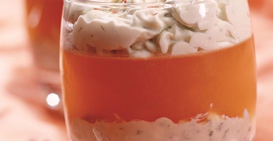 Желе из грейпфрута с сыром и розовым перцем