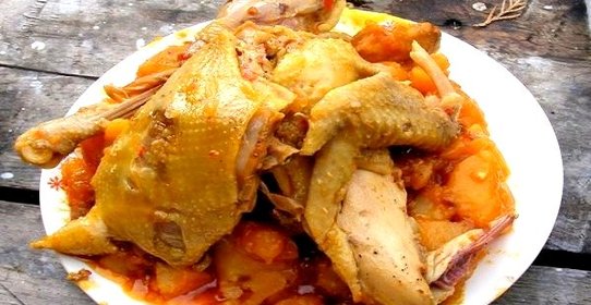 Гусь, тушеный кусочками