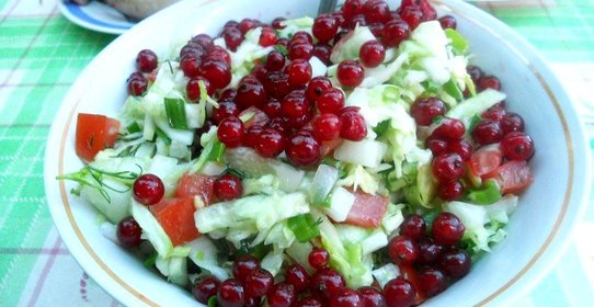 Овощной салат с красной смородиной