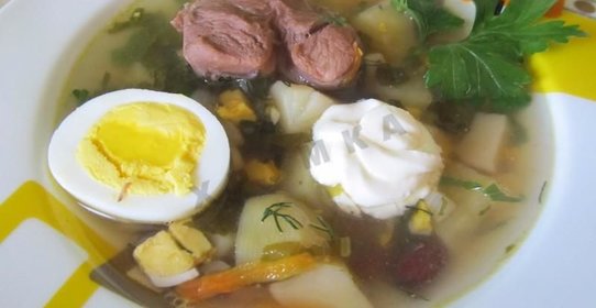 Зеленый борщ с крапивой щавелем и яйцом