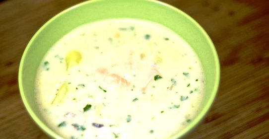 Уха из красной рыбы со сливками