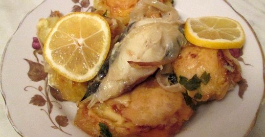 Зубатка с картофелем в духовке