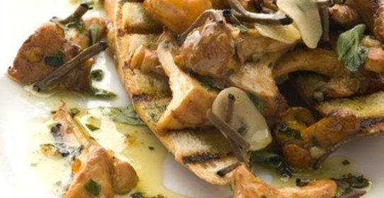 Теплый салат с грибами и зеленью