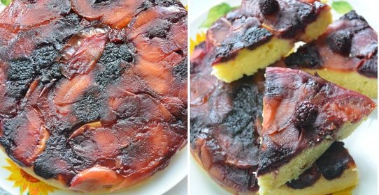 Шарлотка с яблоками и ежевикой