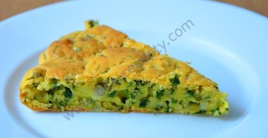 Быстрый заливной пирог с зеленым луком