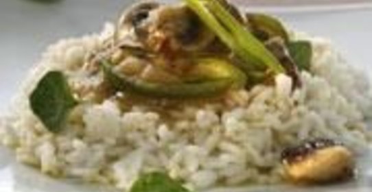 Телятина с грибами и сладким перцем