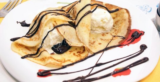Блинчики с мороженым и шоколадом