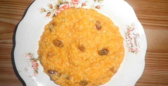 Тыквенная каша с пшеном и с изюмом