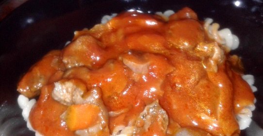 Гуляш из куриных желудков