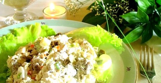 Салат Оливье с языком