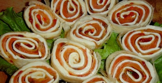 Рулеты из лаваша с икрой