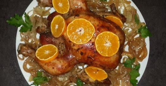 Новогодняя курочка с мандаринами и ананасом