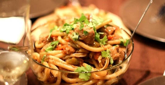 Спагетти со свининой