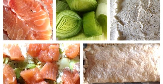 Слоеный пирог из семги с рикоттой