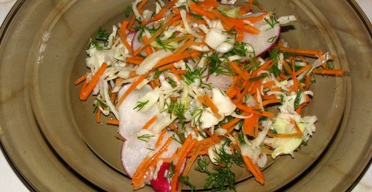 Геометрический овощной салат с укропом