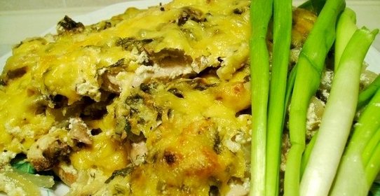 Отбивная с грибами и сыром