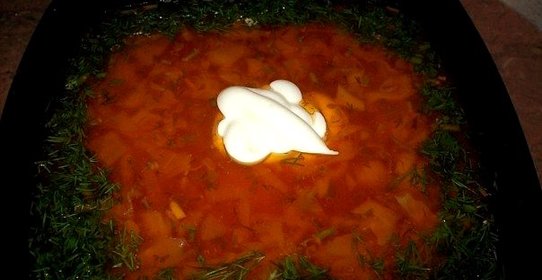 Борщ по‑полтавски с гусем