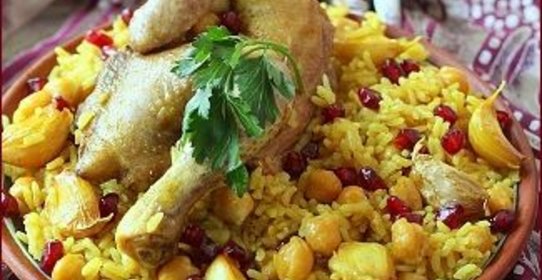 Плов с курицей и горохом нут