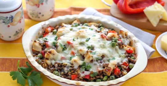 Запеканка из чечевицы и курицы