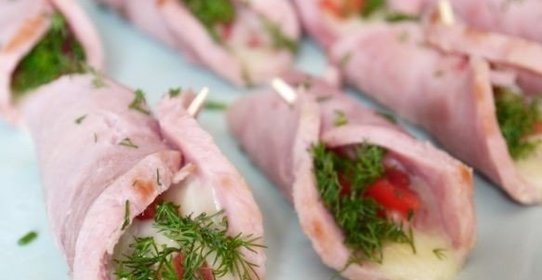 Рулетики из ветчины