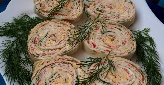 Рулет из лаваша с творожным сыром