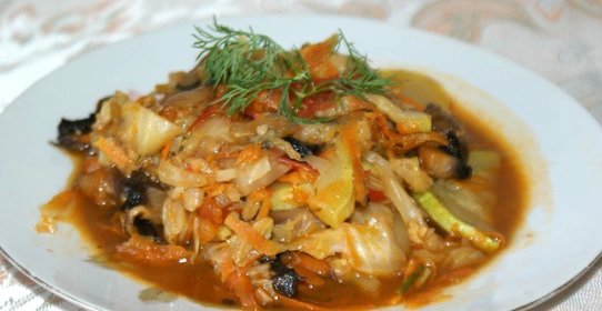 Овощное рагу с шампиньонами