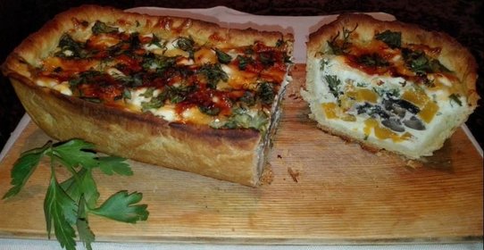 Сливочный пирог с тыквой и грибами