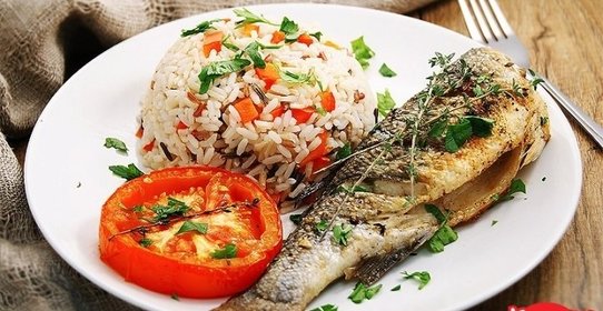 Запеченный сибас со смесью 4 риса