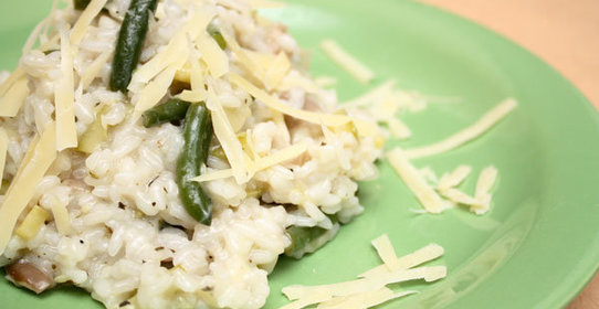 Зеленое ризотто с грибами
