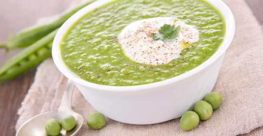 Гороховый крем-суп с луком-порей