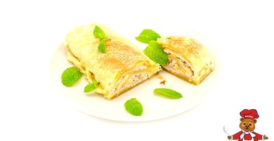 Куриный рулет в слоеном тесте