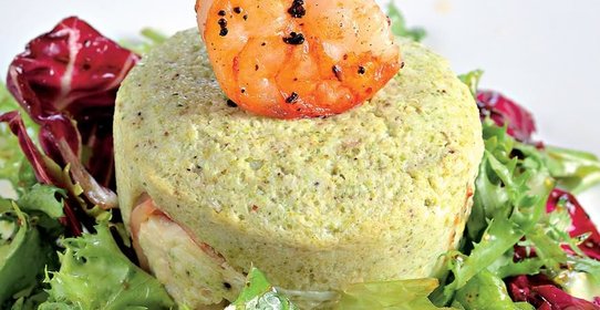 Флан из брокколи с креветками