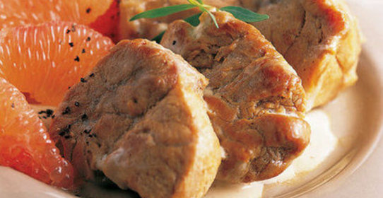 Соте из телятины с грейпфрутом