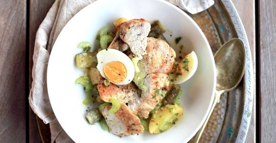 Картофельный салат с запеченной цесаркой