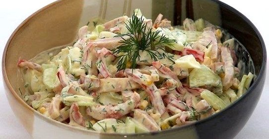 Салат с яйцом и ветчиной