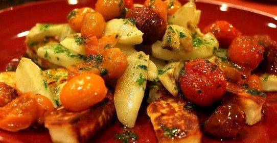 Теплый салат из топинамбура