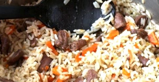 Плов с сердечками куриными