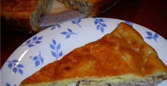 Заливной пирог с сайрой и рисом