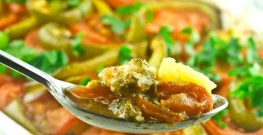 Тажин из рыбы с томатами и картофелем