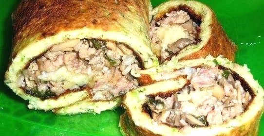 Рулетики из кабачков с мясной начинкой