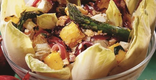 Салат из поленты и спаржи