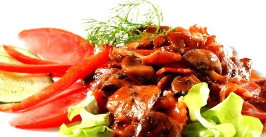 Миш-маш из помидоров с грибами