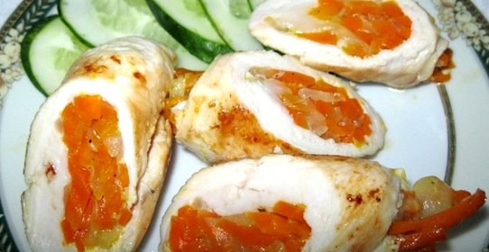 Куриный рулет с овощами