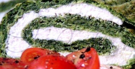 Вегетарианский рулет из шпината с творогом
