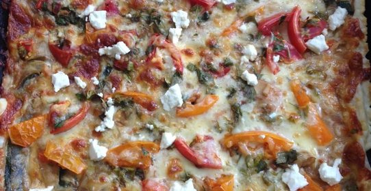 Тарт с овощами и двумя видами сыра