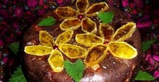 Шарлотка с какао и яблоками