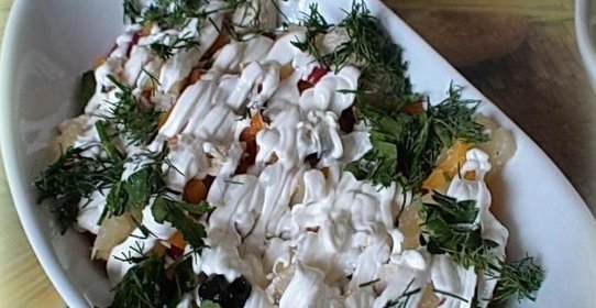 Салат new оливье с ананасом и болгарским перцем